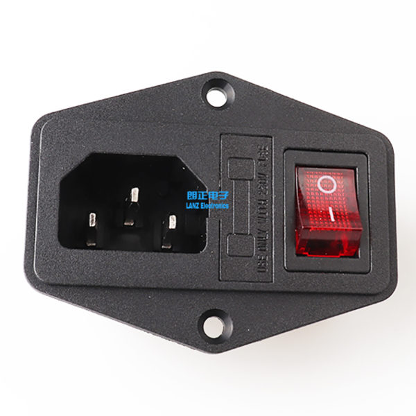 lanzmfg LZ-14-F5R IEC socket C14 with switch and single fuse screw type