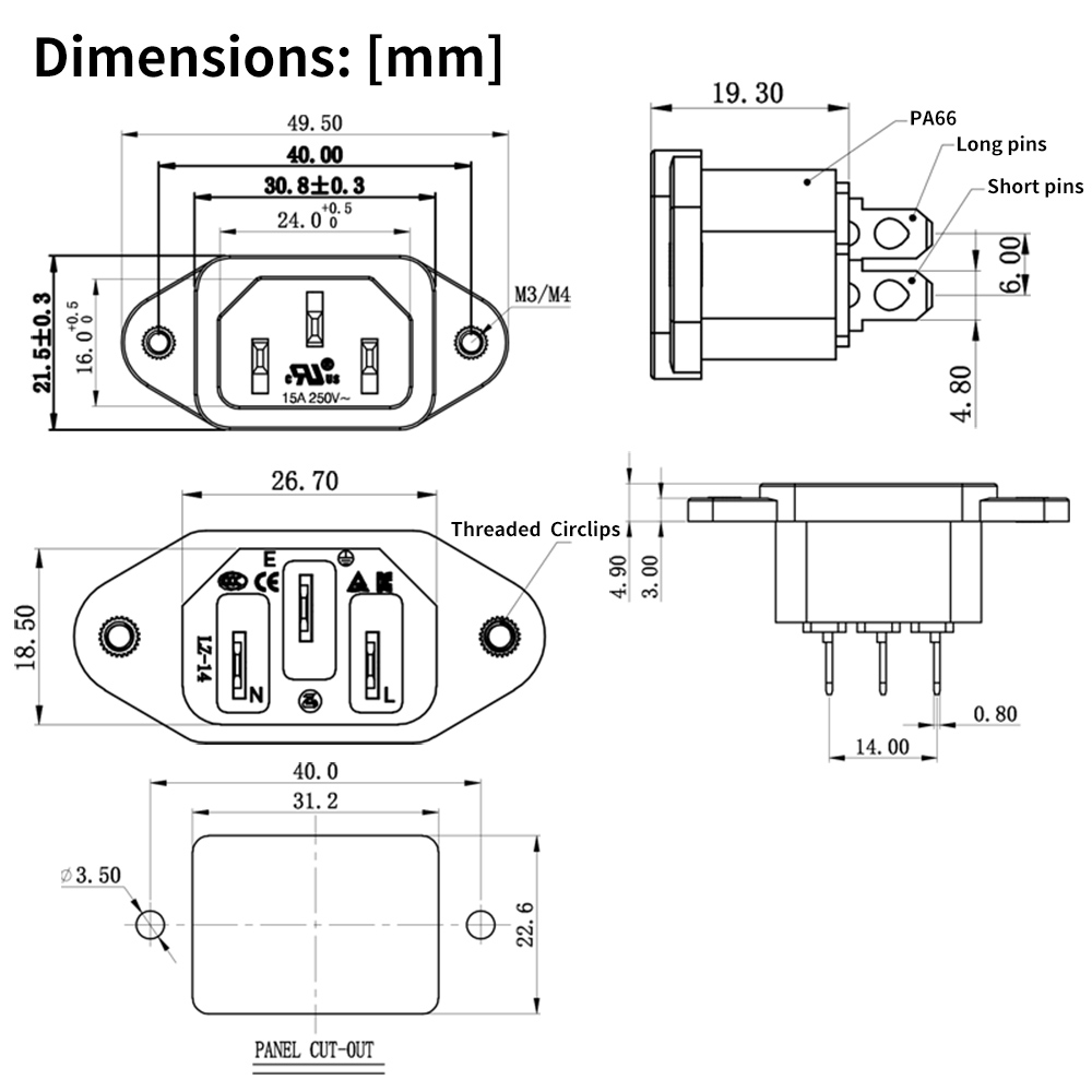 IEC 320 C14 Sockets