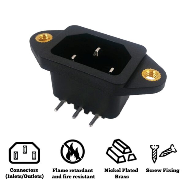 LZ-14-1PT IEC 320 C14 Power Socket- Brass Screw Type - Image 5